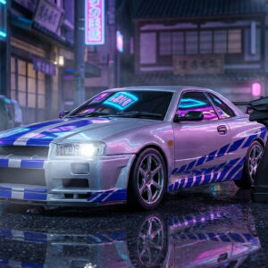 1/18 Nissan Skyline R34 RC Drift Car – Silver Blue Edition