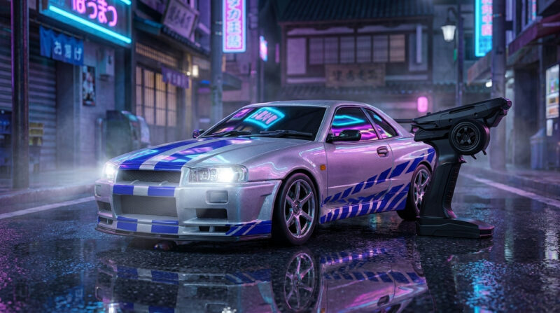 1/18 Nissan Skyline R34 RC Drift Car – Silver Blue Edition